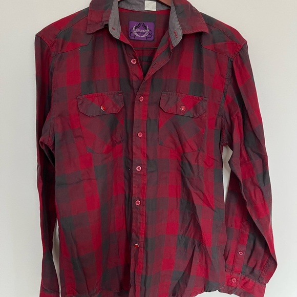 Bruno New York Red & Black Plaid Button-Up Shirt Men’s Size M ESTIMATED - Picture 4 of 5